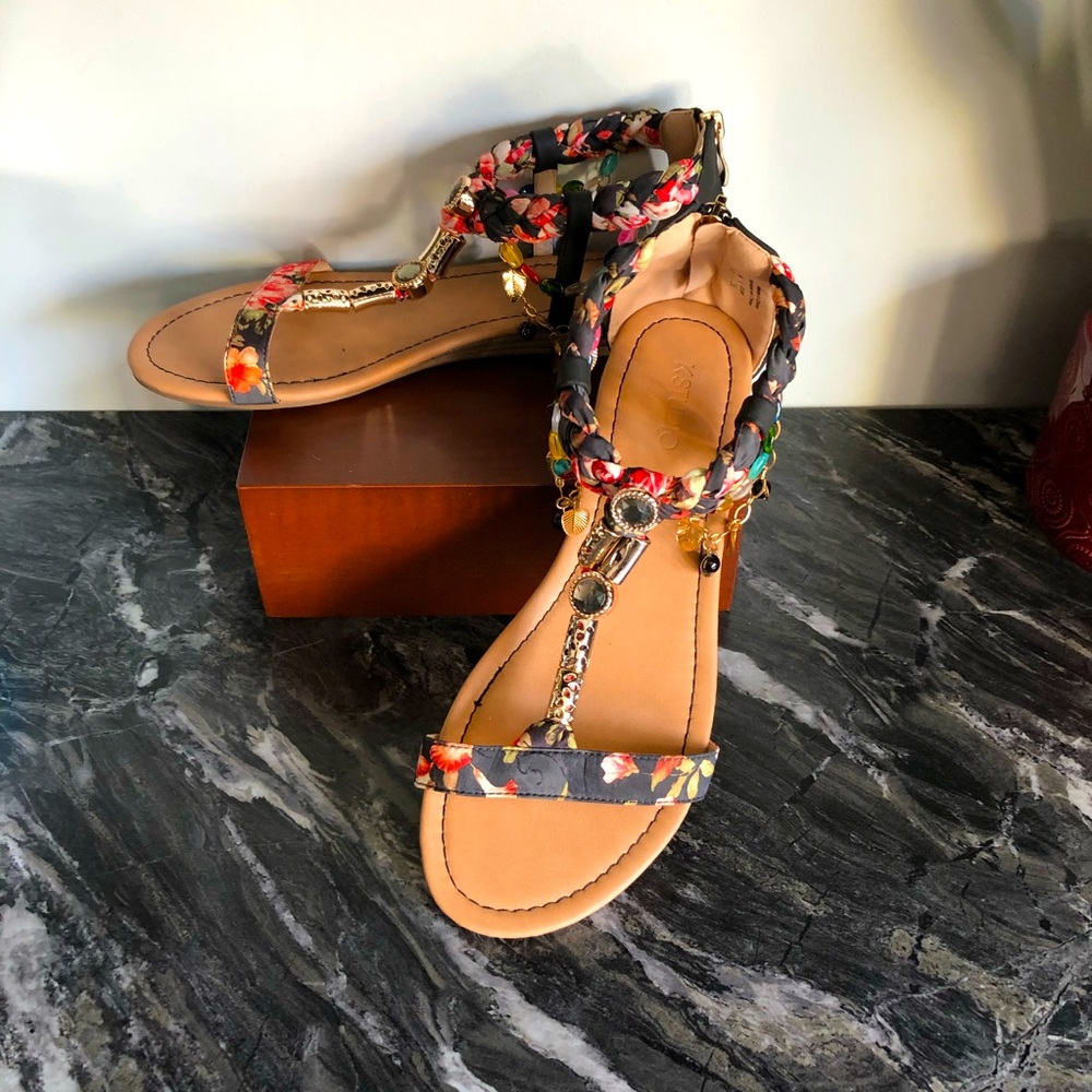 T-Strap Flat Heel Sandals